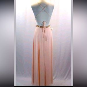 Fame and partners long dress gown pink 0 backless